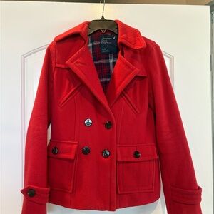 Women’s American Eagle Outfitters Wool Blend Red Peacoat